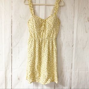 AUW yellow strappy floral Dress large